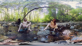 YanksVRs Ana Molly and Belle Masturbate and Cum Outside in a Creek