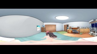 3D 4K VR 360 and 3D - Rear KizunaAI while Mimiku wiating her turn